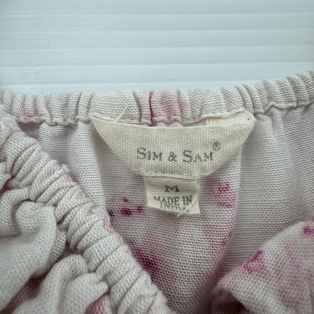 Sim & Sam Floral Linen Blend Maxi Dress Womens M Pink Cottagecore Prairie - Picture 3 of 9